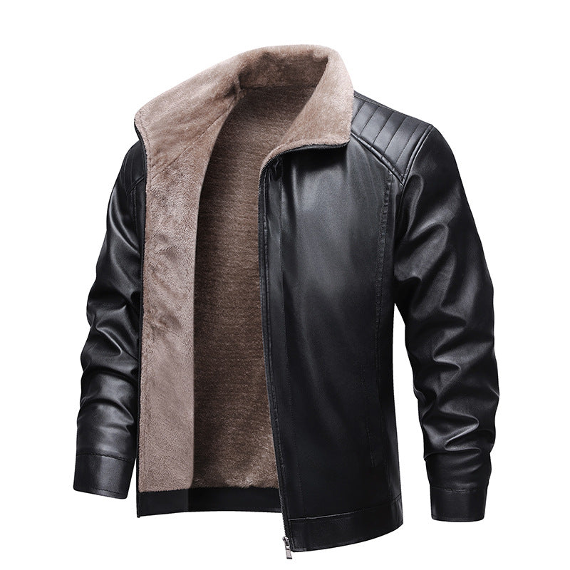 Herren Kunstleder-Fliegerjacke mit Teddyfutter und gesteppter Schulterpartie Nord Taschen