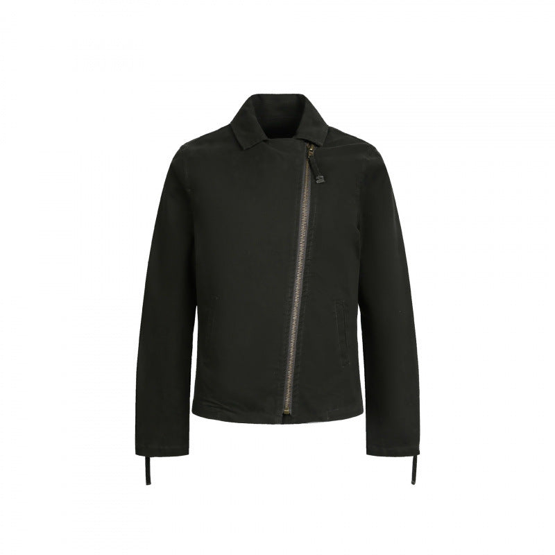 Herren Asymmetrische Bikerjacke mit diagonalem Metallreißverschluss Nord Taschen