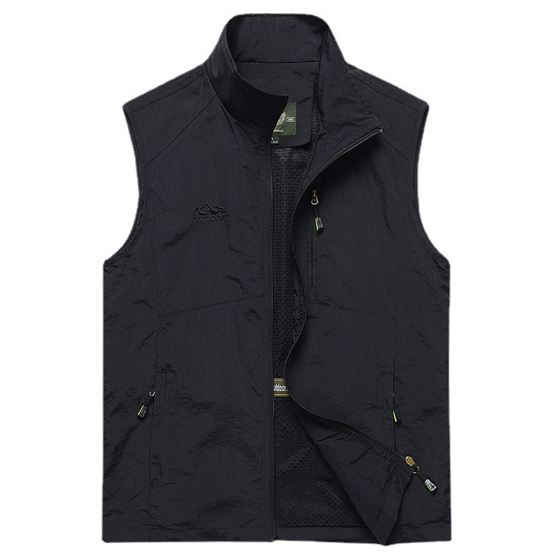 Herren ultraleichte atmungsaktive Outdoor‑Trekkingweste mit Mesh‑Futter, Stehkragen und Mehrfach‑Reißverschlusstaschen Nord Taschen
