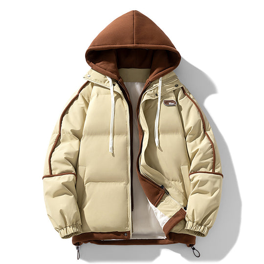 Damen Kurz geschnittene Steppjacke mit kontrastierender Fleece‑Kapuze und Kordelzug Nord Taschen