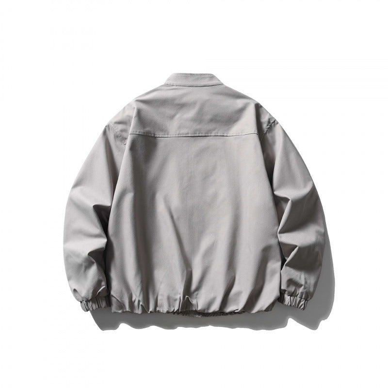 Unisex Oversize leichte Bomberjacke mit Stehkragen, Reißverschluss und elastischem Saum Nord Taschen