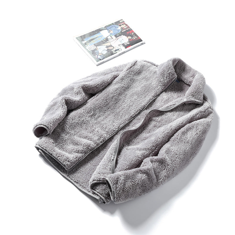 Damen Kuschelige Teddy-Fleecejacke im Oversize-Style mit Stehkragen und Reißverschluss Nord Taschen