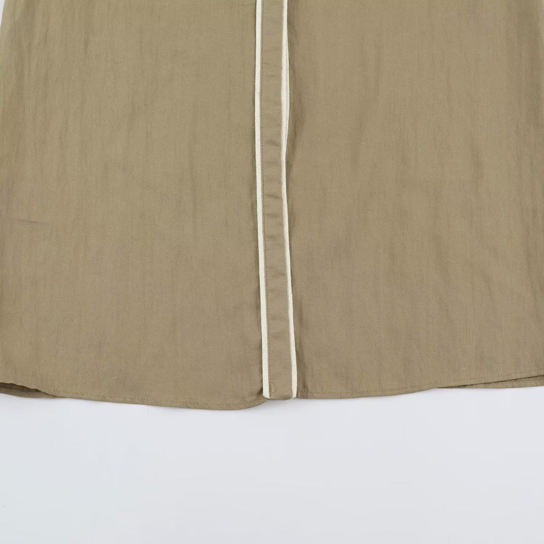 Damen Hemdblusenkleid mit Kontrastpaspel und Taillengürtel Nord Taschen