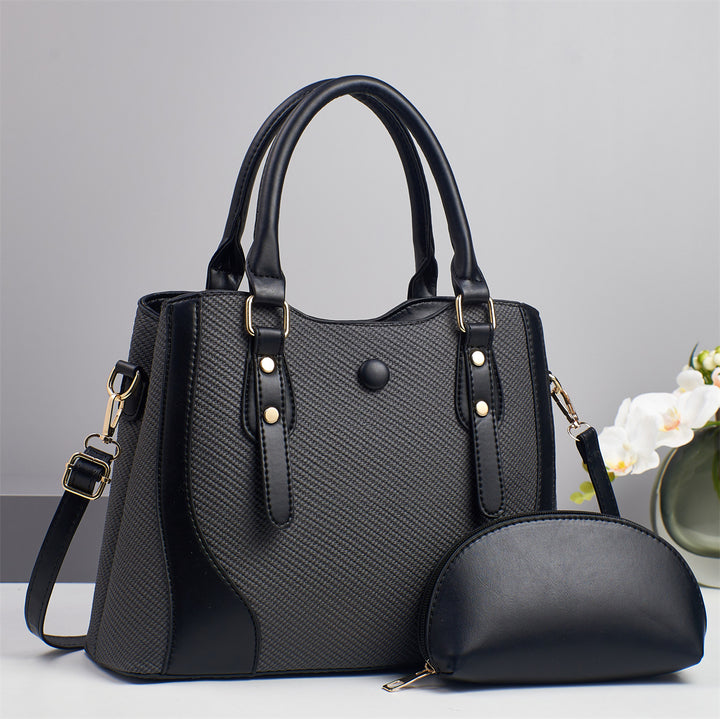 Damen elegante Handtasche mit strukturiertem Obermaterial und abnehmbarer Mini-Clutch Nord Taschen