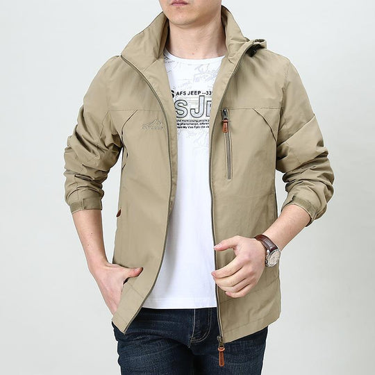 Herren Leichter winddichter Nylon-Blouson mit Stehkragen und Brustreißverschlusstasche Nord Taschen