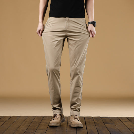 Herren Slim-Fit Baumwoll-Chinohose mit elastischem Bund und geradem Bein Nord Taschen