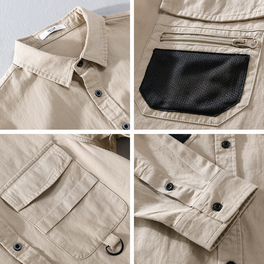 Herren Utility-Overshirt aus Baumwollmix mit Mehrfachtaschen und D-Ring Nord Taschen