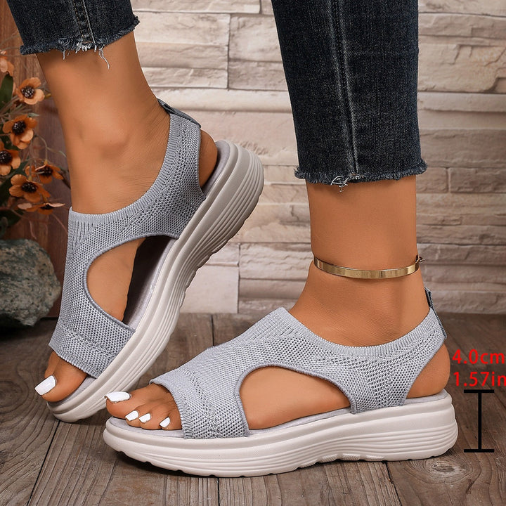 Damen Komfortable Keilsandalen mit atmungsaktiver Obermaterialstruktur und flexiblem Fußbett