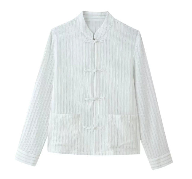 Damen Mandarin-Jacke mit Stehkragen und chinesischen Knotenverschlüssen Nord Taschen