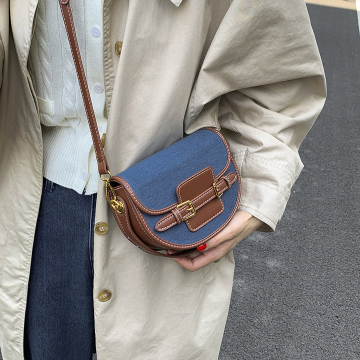 Damen Umhängetasche aus strapazierfähigem Denim mit Lederakzenten Nord Taschen