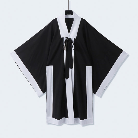 Unisex Oversize Kimono-Cardigan mit Kontrastblende, Bindeband und aufgesetzten Taschen Nord Taschen