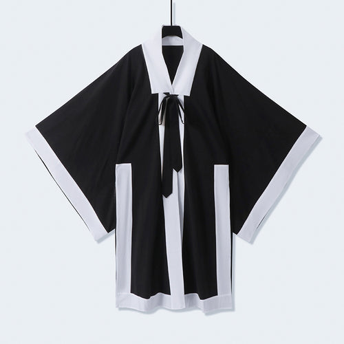 Unisex Oversize Kimono-Cardigan mit Kontrastblende, Bindeband und aufgesetzten Taschen Nord Taschen