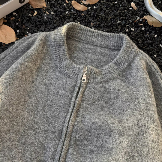 Unisex Feinstrick-Zipcardigan mit Rundhals und weichem Alpaka‑Mix Nord Taschen