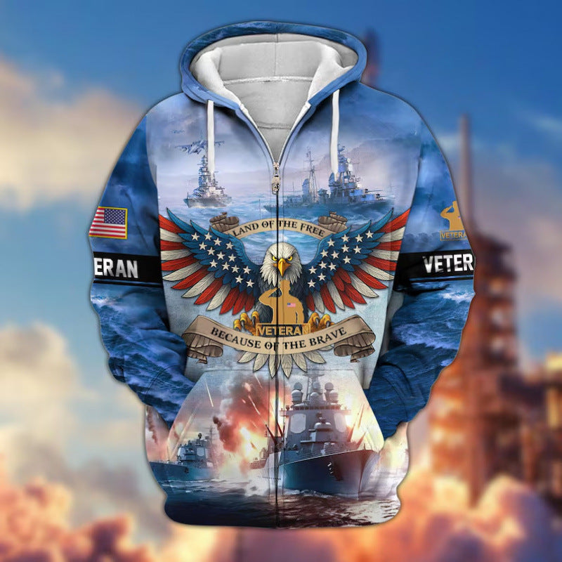 Herren Kapuzensweater mit amerikanischem Veteranenmotiv Nord Taschen