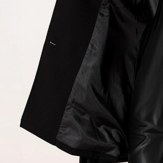 Damen Kurzcape-Mantel aus Wollmix mit Doppelreiher Schulterriegeln und Arm-Schlitzen Nord Taschen