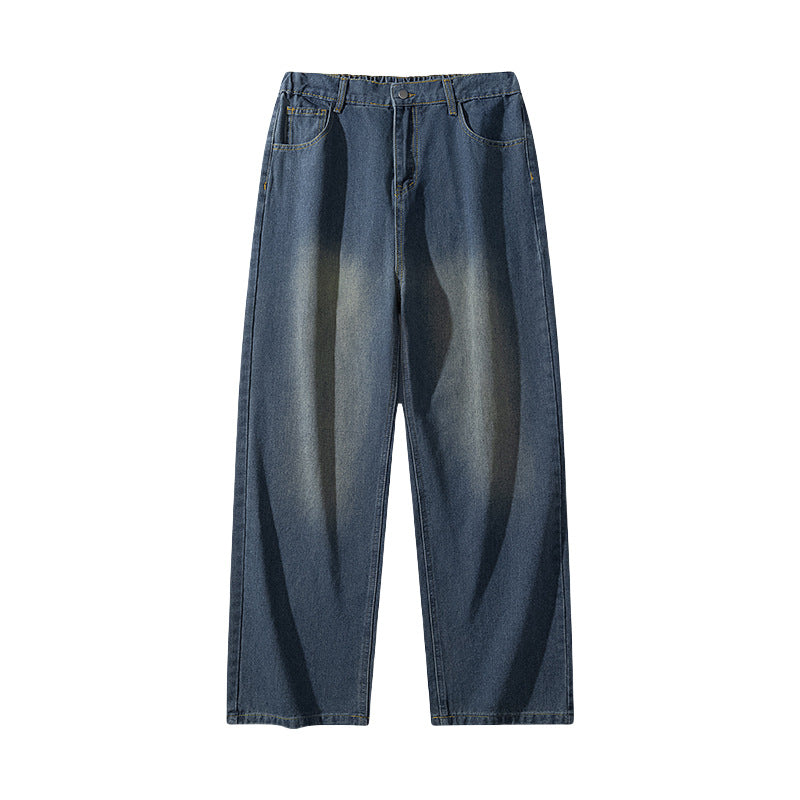 Damen High-Waist Jeans mit weitem Bein, geradem Schnitt und elastischem Bund Nord Taschen