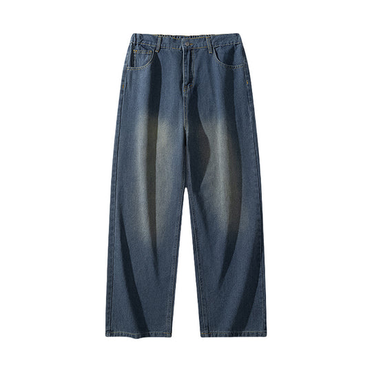 Damen High-Waist Jeans mit weitem Bein, geradem Schnitt und elastischem Bund Nord Taschen