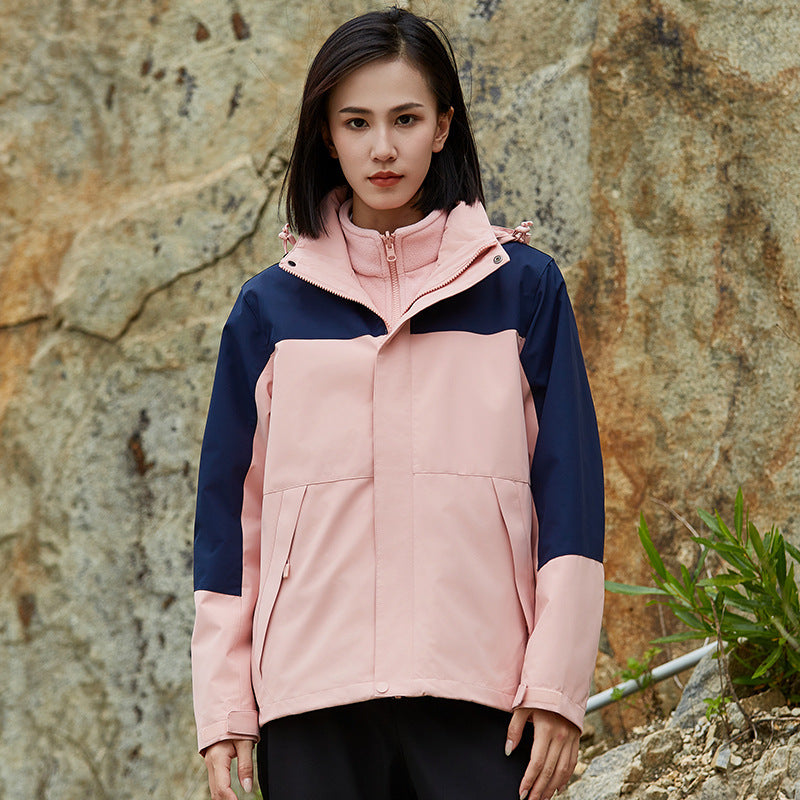 Unisex zweilagige wasserabweisende Outdoorjacke mit Kapuze und Colorblock-Design Nord Taschen