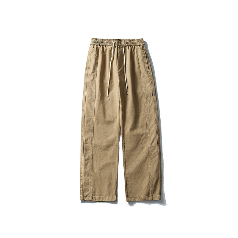 Herren Locker geschnittene Baumwoll-Canvas-Hose mit Tunnelzugbund, geradem Bein und Ziernaht-Details Nord Taschen