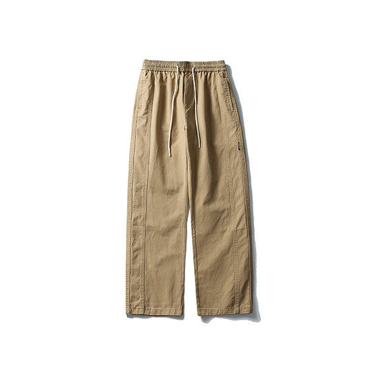 Herren Locker geschnittene Baumwoll-Canvas-Hose mit Tunnelzugbund, geradem Bein und Ziernaht-Details Nord Taschen