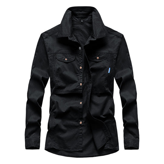 Herren Leichtes Canvas-Fieldshirt mit Brustklappen und Hemdkragen Nord Taschen