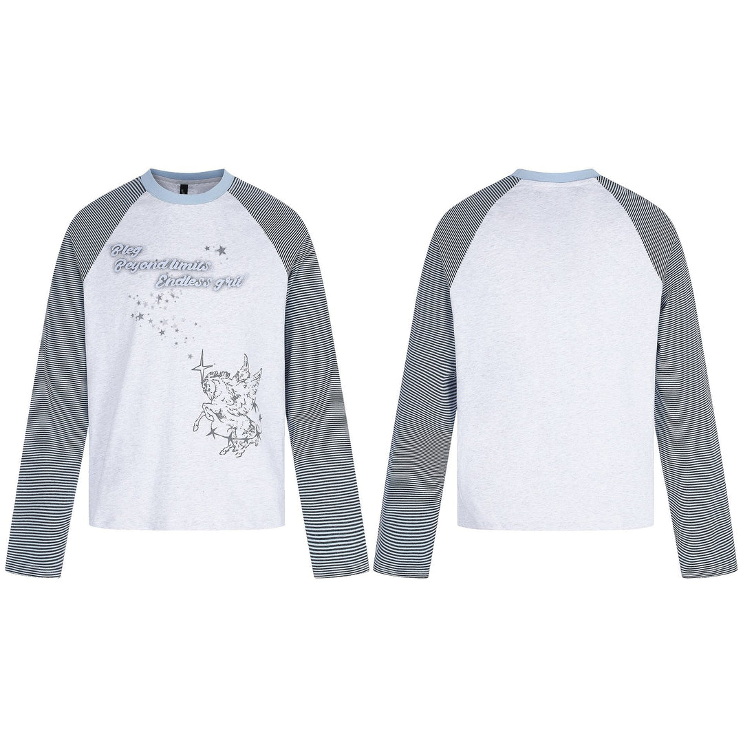 Damen Langarmshirt mit Raglanärmeln und Einhorn-Print Nord Taschen