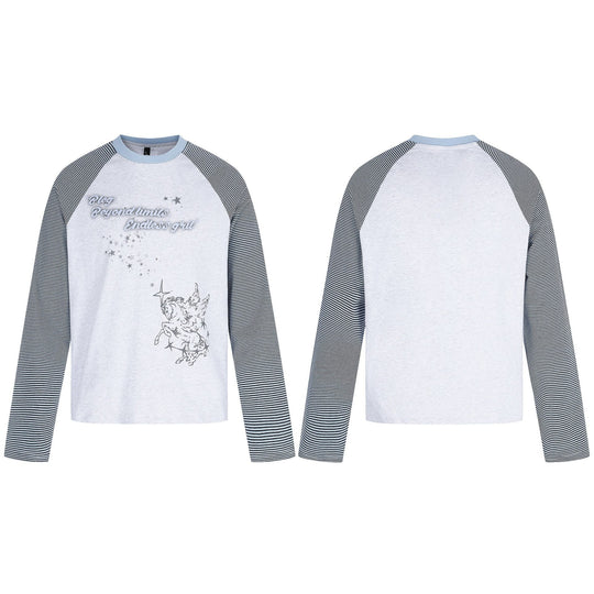 Damen Langarmshirt mit Raglanärmeln und Einhorn-Print Nord Taschen