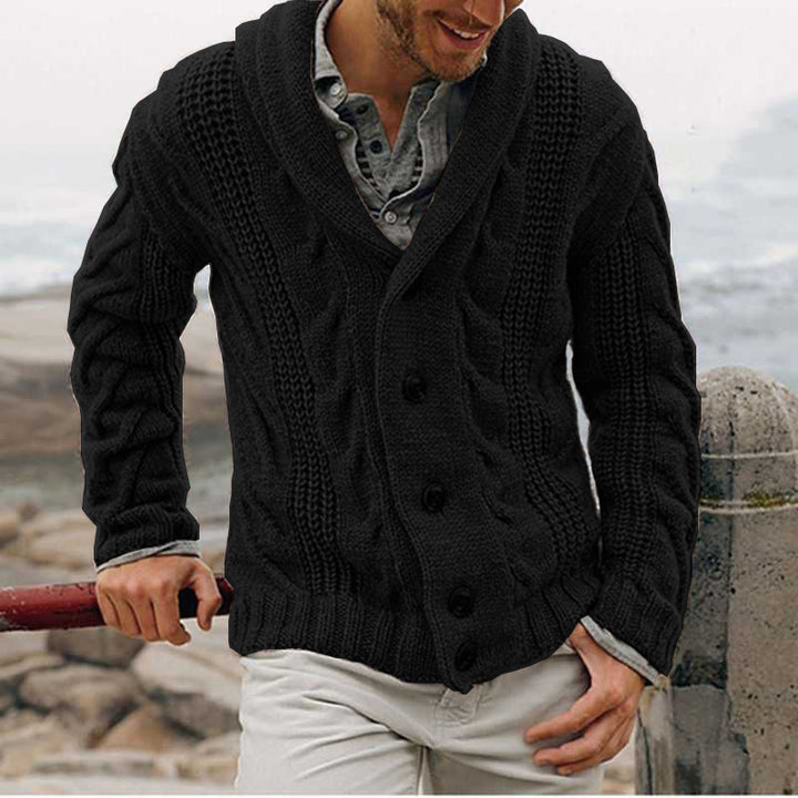 Herren grobstrick Cardigan mit Schalkragen und Zopfmuster Nord Taschen