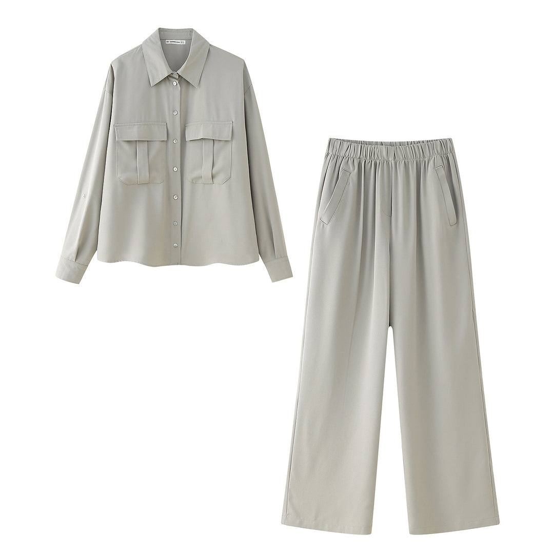 Damen Lockere Blusenjacke und weite Culotte im Set Nord Taschen
