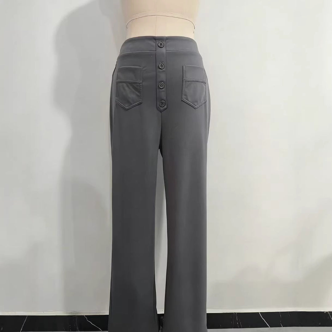 Damen Hochtaillierte Wide‑Leg Hose mit aufgesetzten Taschen Nord Taschen