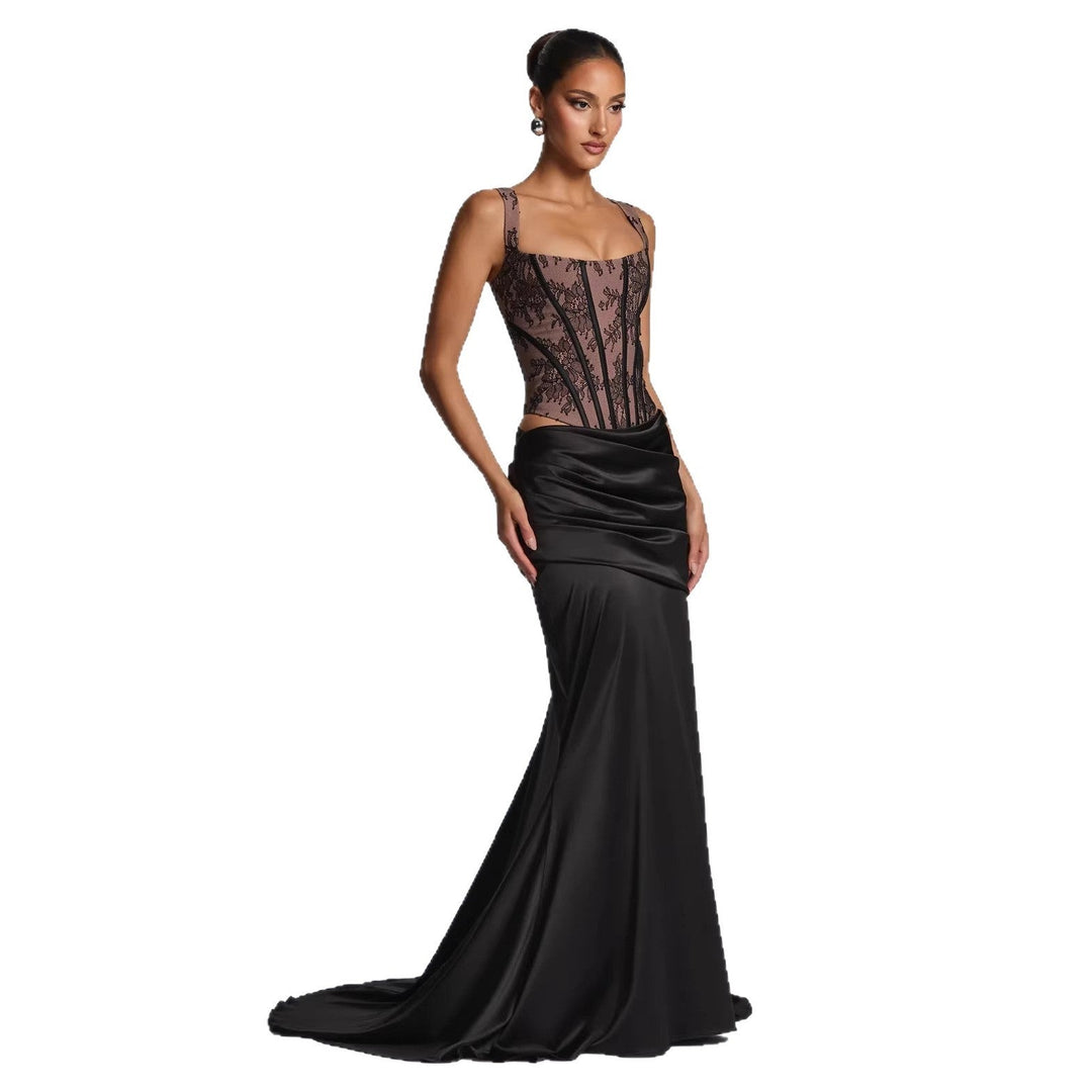 Damen Elegantes Abendkleid mit Korsett-Oberteil und drapiertem Rock Nord Taschen