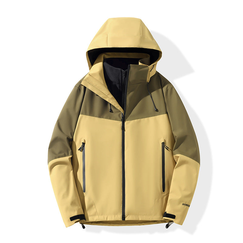 Herren Softshell-Hybridjacke mit Kapuze, getapten Reißverschlüssen und verstellbarem Saum Nord Taschen