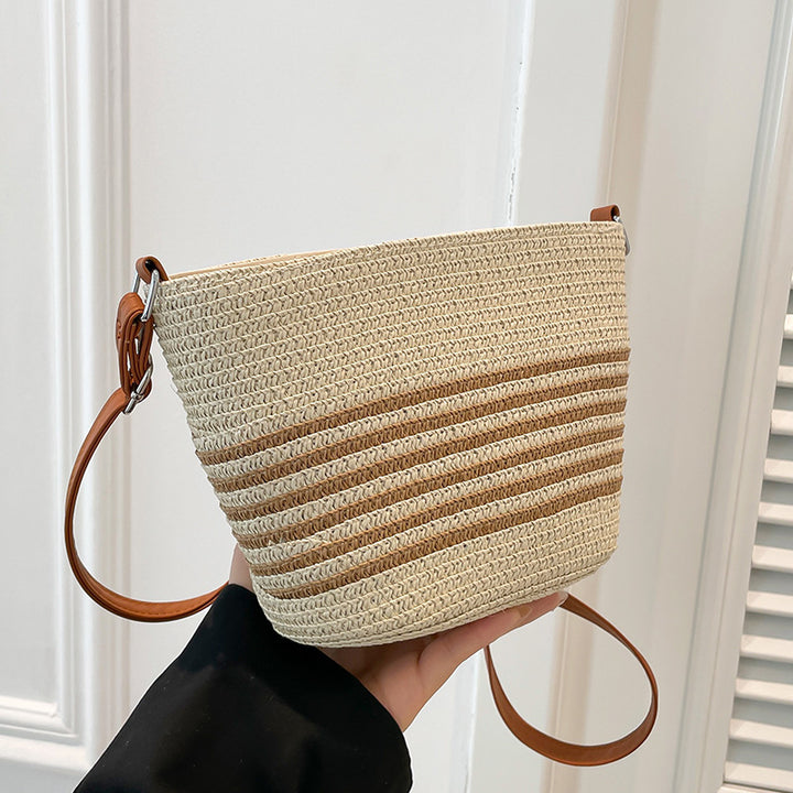 Damen Henkeltasche aus geflochtenem Naturmaterial mit eleganter Struktur Nord Taschen
