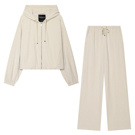 Damen Weite Cordhose mit hohem Elastikbund Tunnelzug und geradem Bein Nord Taschen