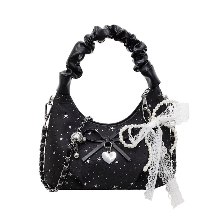 Damen Handtasche mit dekorativem Schleifen- und Perlendesign Nord Taschen