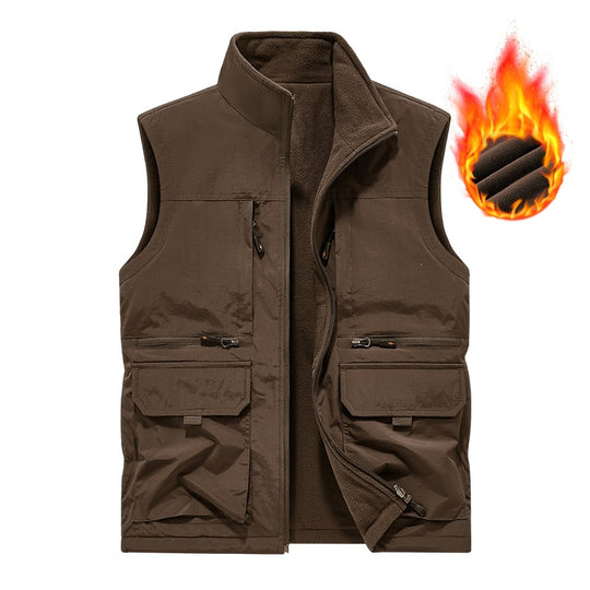 Herren Gefütterte Utility‑Weste mit Fleece‑Innenfutter, winddichter Außenlage und Multifachtaschen Nord Taschen