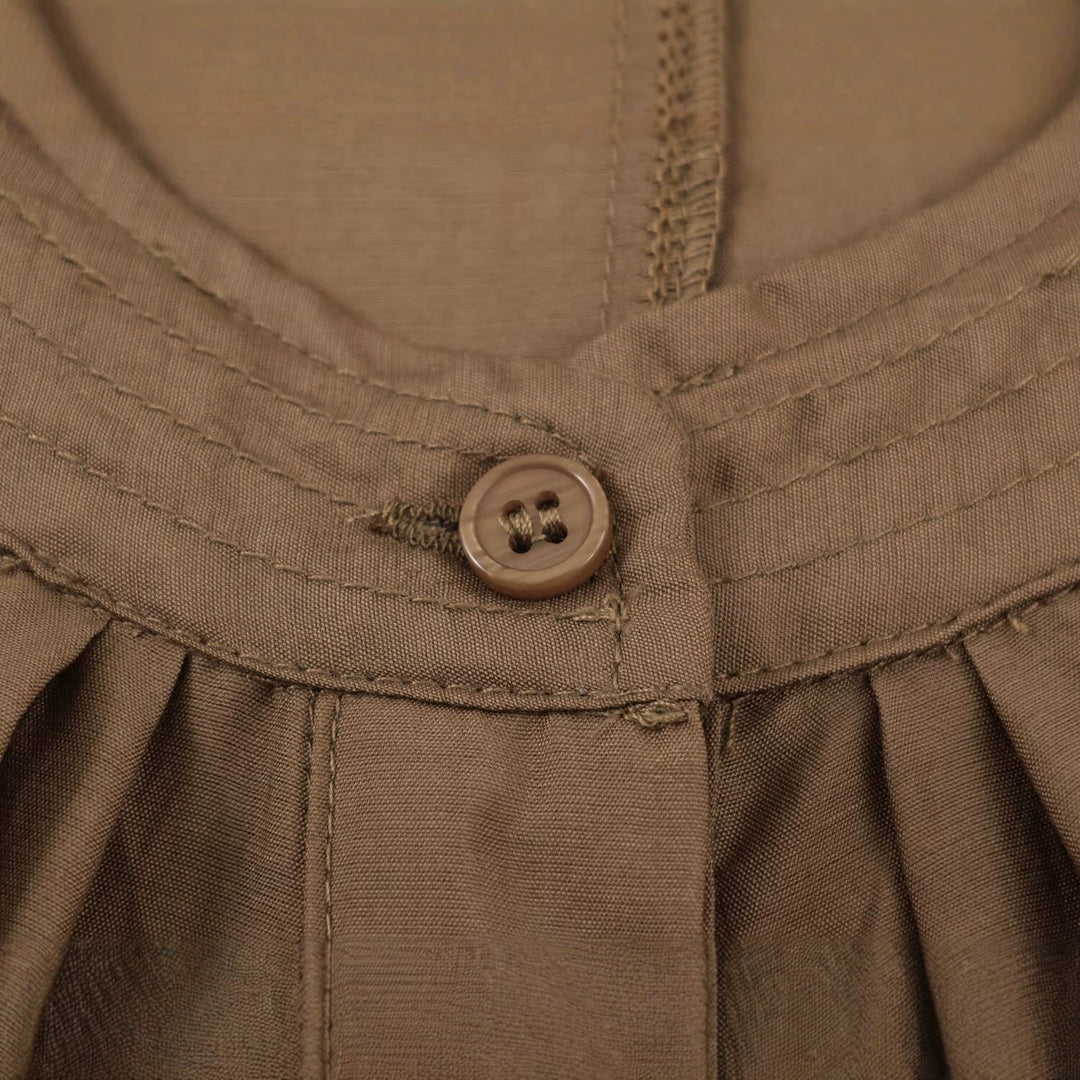 Damen Leichte Plissierte Blousonjacke mit Rundkragen, Ballonärmeln und gesmoktem Saum Nord Taschen