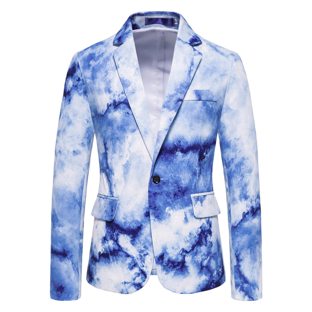 Herren Slim-Fit Sakko mit Aquarell-Print und Ein-Knopf-Verschluss Nord Taschen