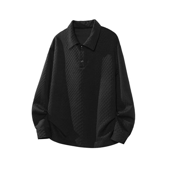 Herren Oversize-Poloshirt-Sweatshirt mit diamantstruktur, verlängertem Schnitt und Polokragen Nord Taschen