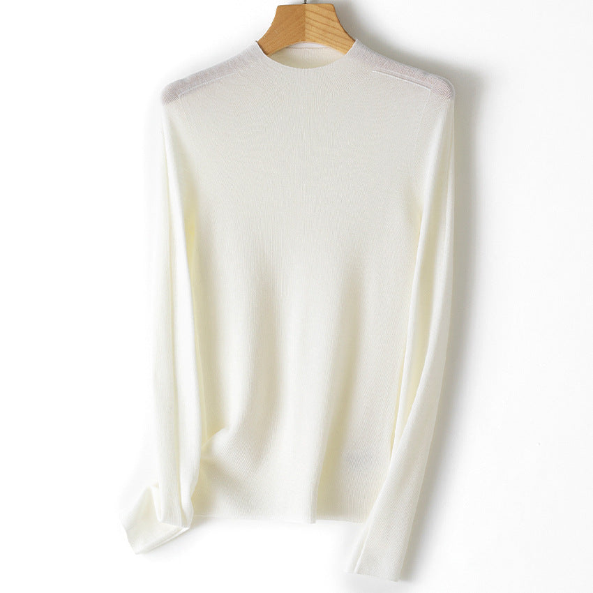 Damen Leichter Feinstrick-Pullover mit kurzem Stehkragen und schmaler Silhouette Nord Taschen