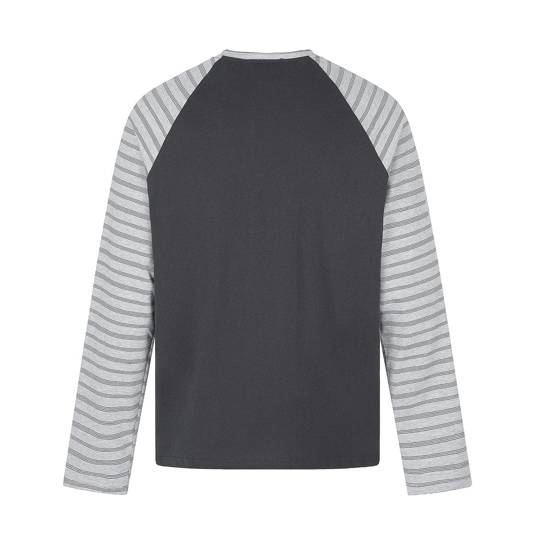 Herren Langarmshirt im Raglanstil mit großflächigem Stern-Print und gestreiften Ärmeln Nord Taschen