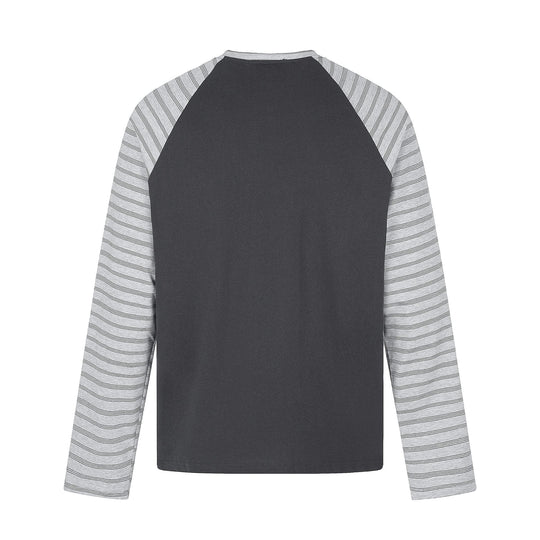 Herren Langarmshirt im Raglanstil mit großflächigem Stern-Print und gestreiften Ärmeln Nord Taschen