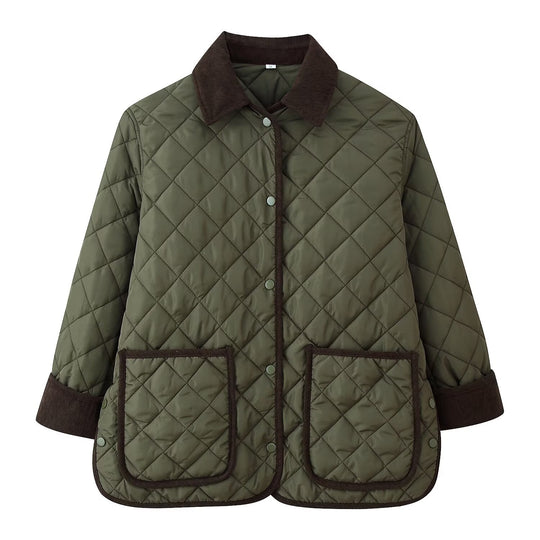 Damen Steppjacke mit Kordkragen, Pattentaschen und Druckknopfverschluss Nord Taschen