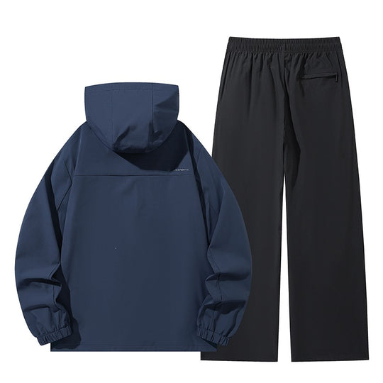 Herren Zweiteiliges wasserabweisendes Outdoor-Set mit Kapuzen-Softshelljacke und Relaxed-Freizeithose Nord Taschen