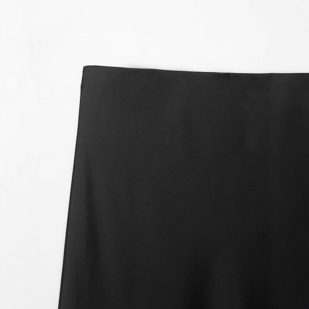 Damen Langer Satinrock mit feiner Spitze am Saum und leichter A-Linien-Silhouette Nord Taschen
