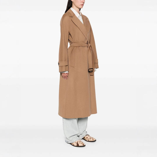 Damen Wickelmantel aus Wollmix mit Taillengürtel und Oversize-Schulter Nord Taschen