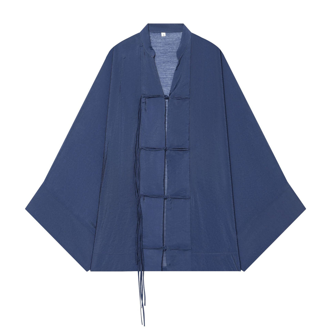 Damen Kimono-Capejacke mit Chinaknopfverschluss und langen Quasten Nord Taschen