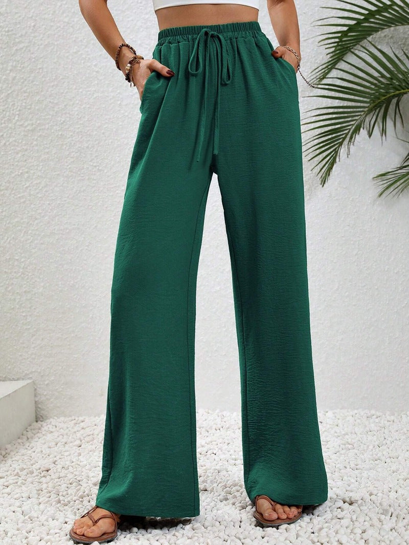Damen Leichte Palazzo-Hose mit Gummibund, Tunnelzug und Seitentaschen Nord Taschen