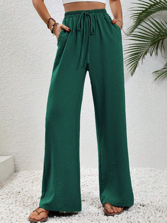 Damen Leichte Palazzo-Hose mit Gummibund, Tunnelzug und Seitentaschen Nord Taschen