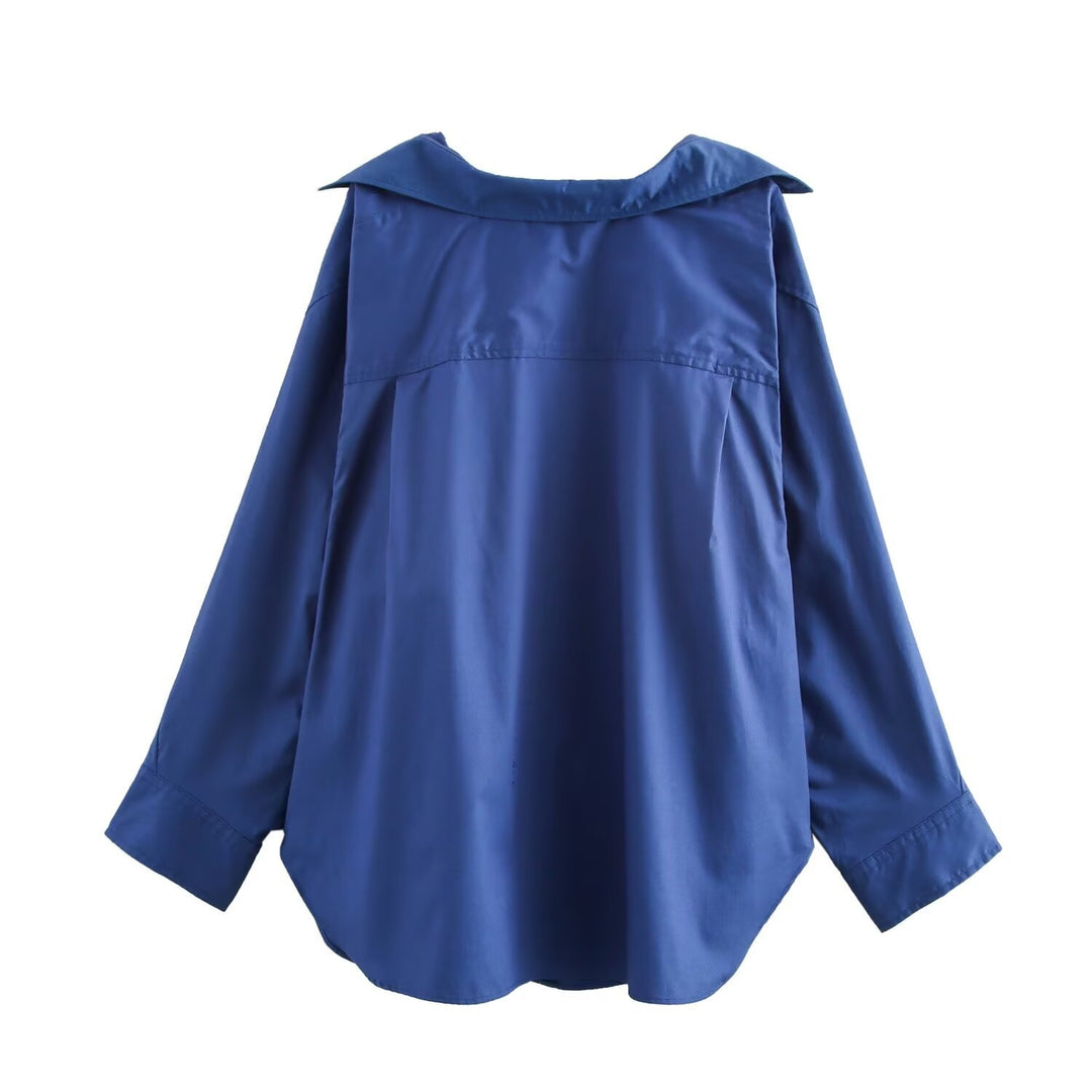 Damen Oversize-Hemd im Streifenmuster mit verlängertem Rückteil und Kentkragen Nord Taschen
